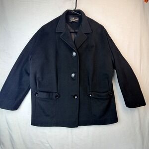 Parisian Black Wool Blend Blazer Jacket Women's Size Medium Classic Button Front